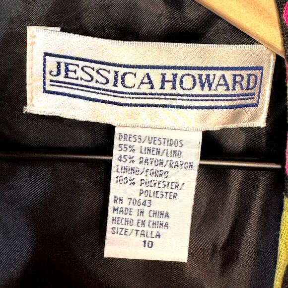 Vtg Jessica Howard Linen Sheath Dress Women's 10 Beaded Floral Dressy Summer - Picture 4 of 11